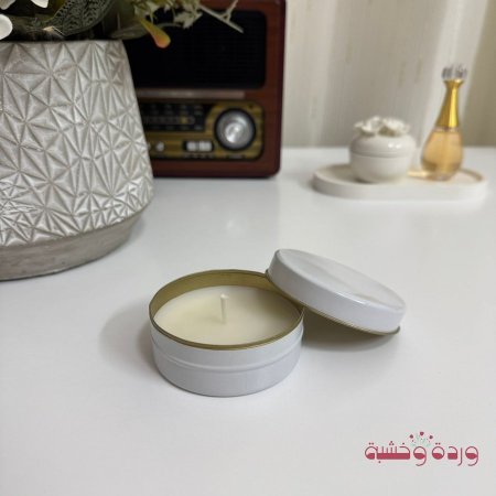 علبة معدن شكل دائري لون ابيض