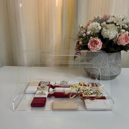 صينية اكريليك شفاف تقيل جدًا مع يد للتقديم