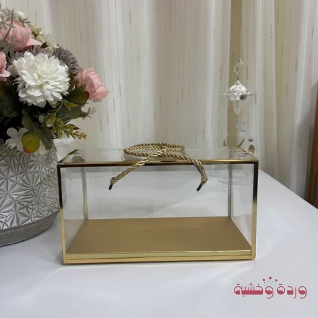 اكياس بلاستيك شفاف مع اطار دهبي وقاعدة